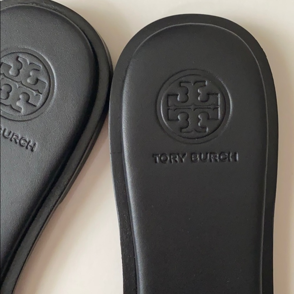 NIB Tory Burch Everly Slide Flat Sandals Black - Picture 7 of 11